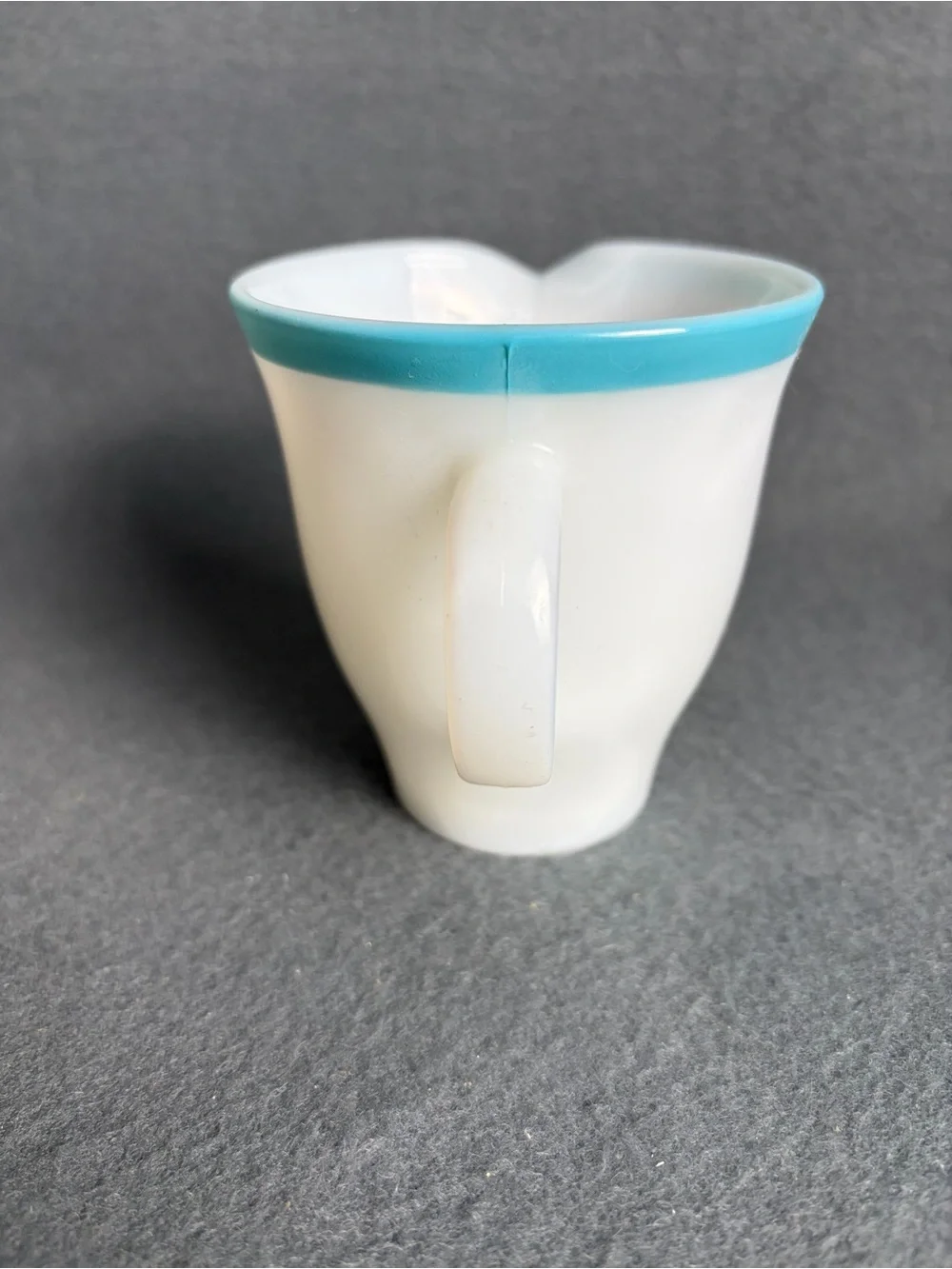MCM Vintage 1950s Pyrex Turquoise Blue Rim Sugar Bowl W/ Lid and Creamer Set
